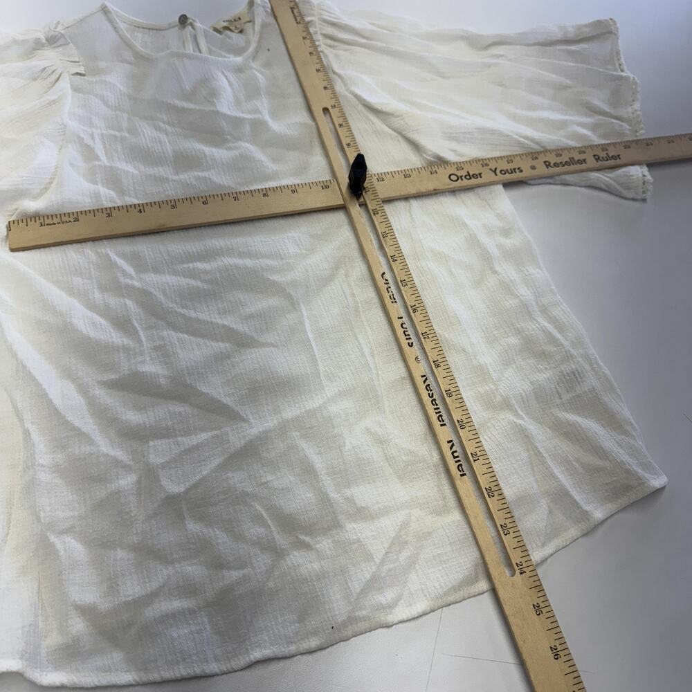 Gilli Blouse Womens Small‎ Sheer Puff Short Sleeve Top Rayon Nylon OT6007 - Picture 6 of 6